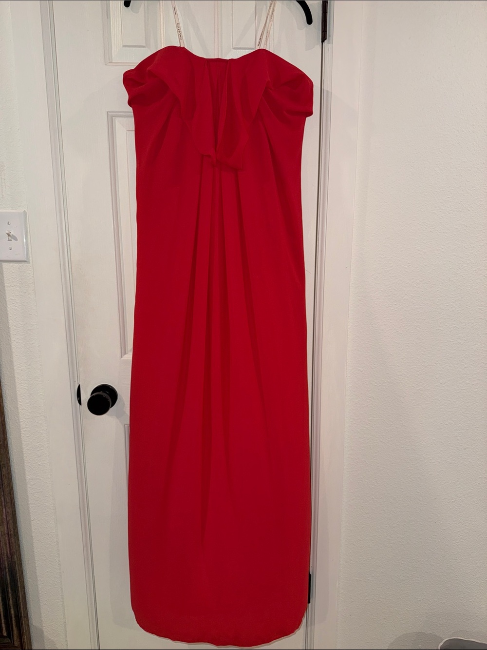 Halston Heritage Strapless Red Gathered Bodice Evening Gown Size 12